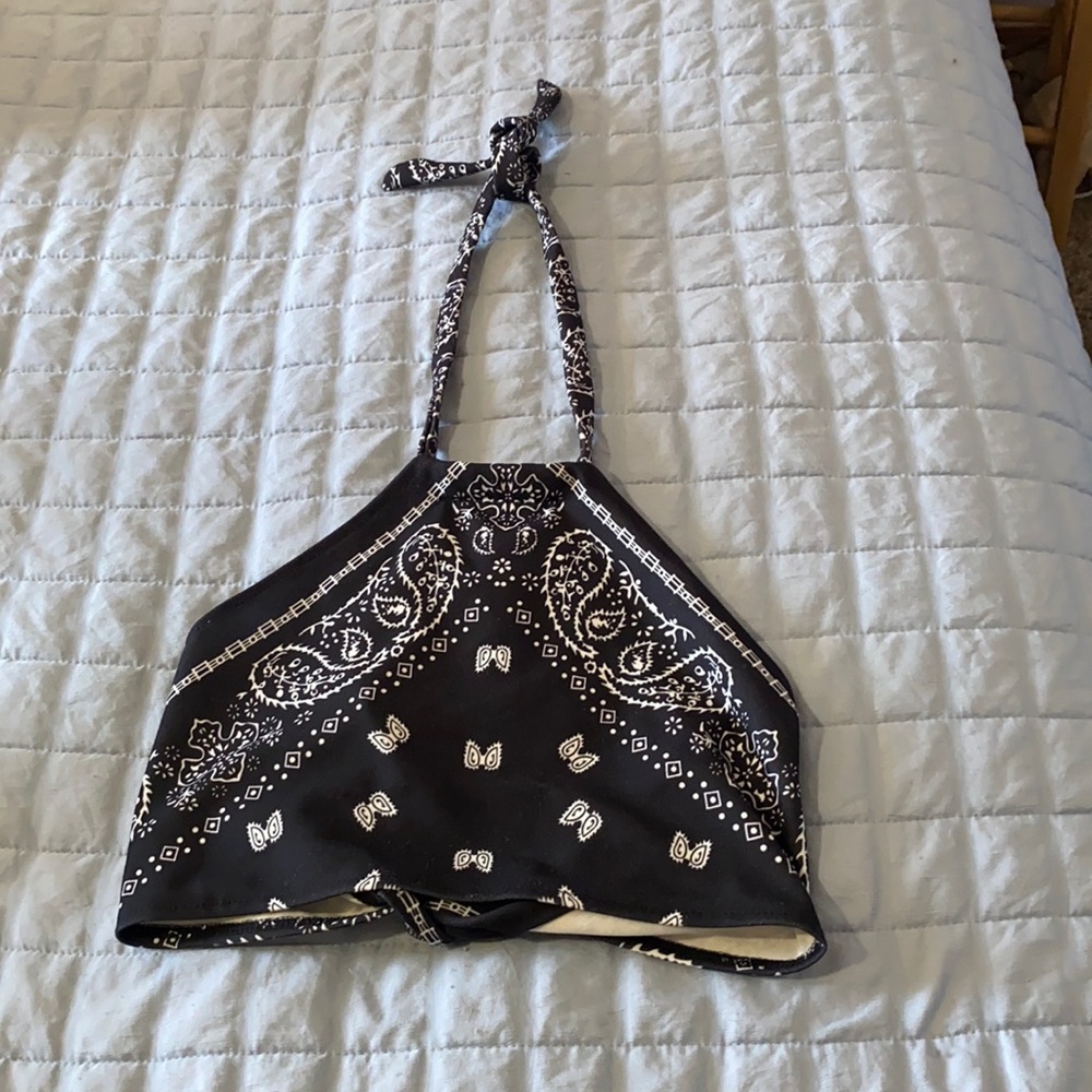 Bandana halter top dark blue size small